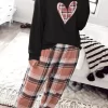 Plaid Heart Blouse And Pants Pajamas Set -Garment Sale Store SCM021681 1 B0742731116339 124