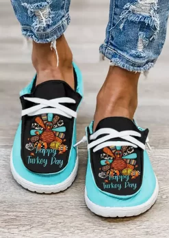 Thanksgiving Happy Turkey Day Serape Striped Leopard Sneakers