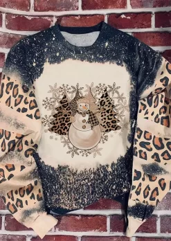 Christmas Snowflake Snowman Leopard Sweatshirt