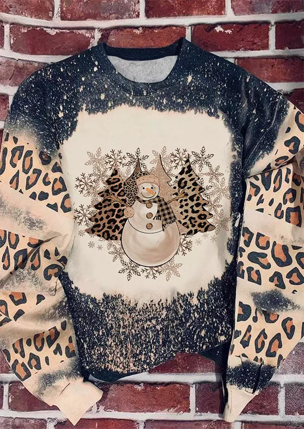 Christmas Snowflake Snowman Leopard Sweatshirt 3 Christmas Snowflake Snowman Leopard Sweatshirt