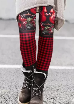 Christmas Cardinal Bird Mistletoe Leggings