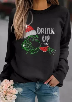 Christmas Drink Up Sweatshirt - Black