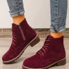 Zipper Lace Up Boots - Red 2 Zipper Lace Up Boots - Red -Garment Sale Store SCM022090 1 B1513103242872 124