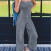Striped Open Back Spaghetti Strap Jumpsuit 1 Striped Open Back Spaghetti Strap Jumpsuit -Garment Sale Store scm12622290119604 124