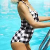 Plaid Open Back One-Piece Swimsuit 2 Plaid Open Back One-Piece Swimsuit -Garment Sale Store undefined 124 12 535652545 124